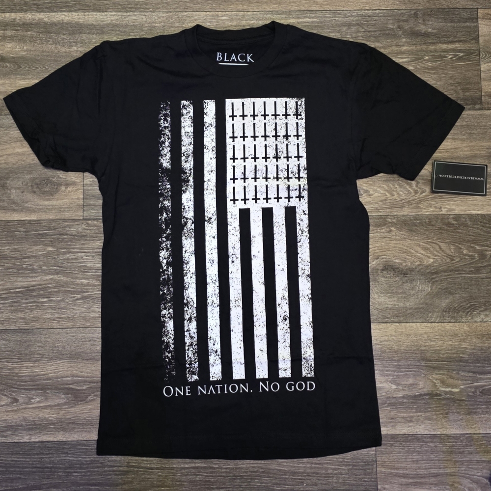 Blackcraft One Nation No God Short Sleeve Tee with Distressed Flag Graphic